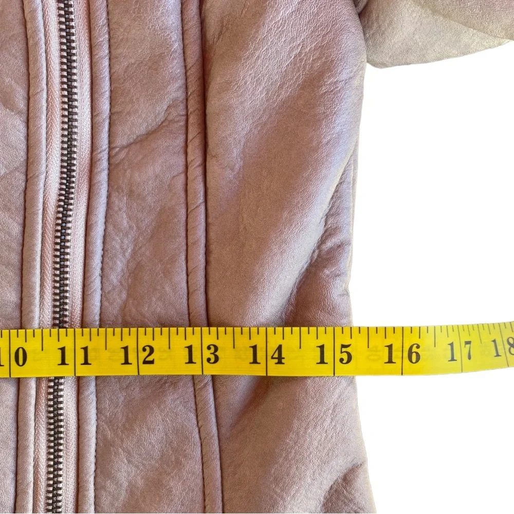 HP✨NWT SAGE the Label Rustic Heart Biker Faux Leather Moto Long Sleeve Jacket XS - Picture 13 of 16